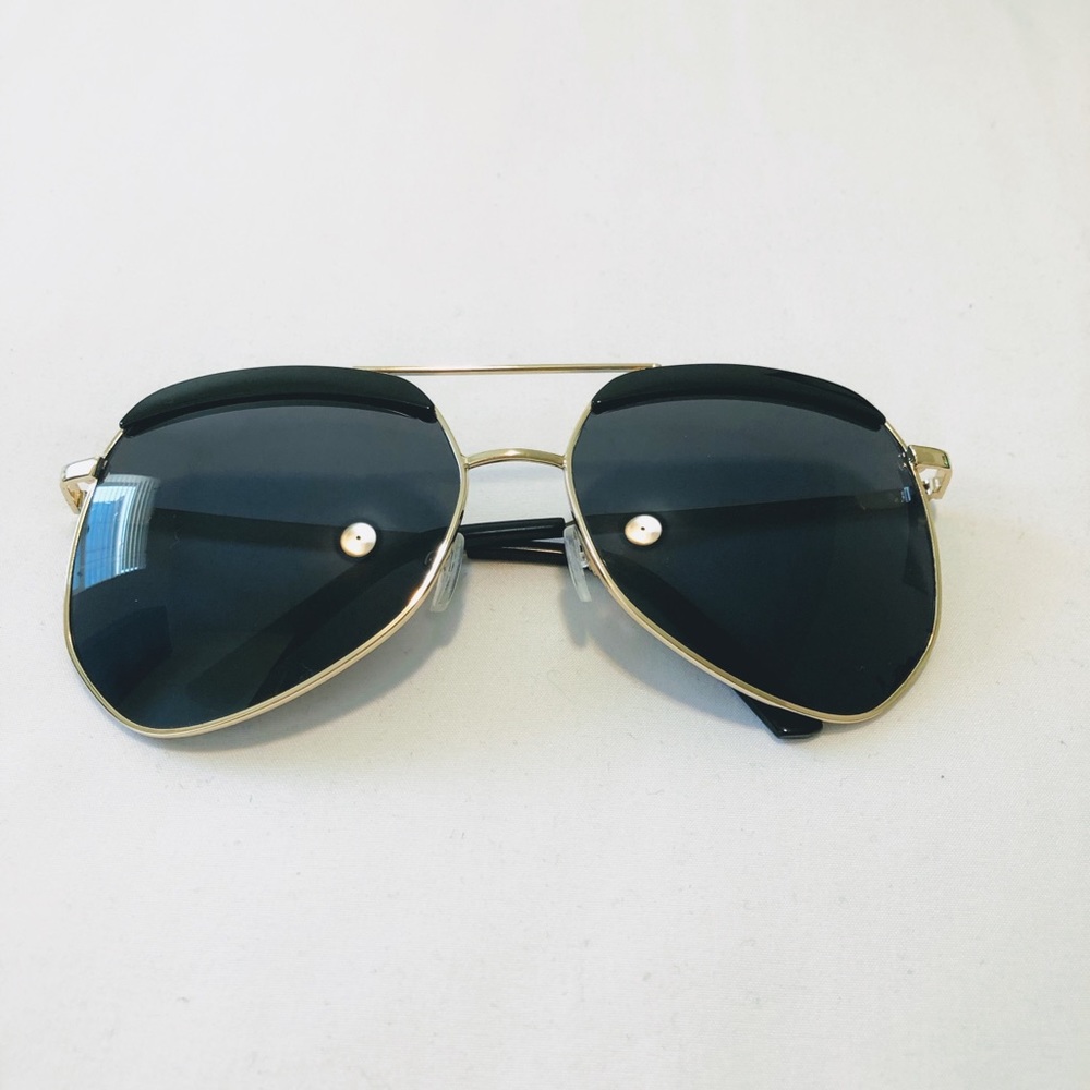 Black & Gold Large Framed Sunglasses